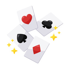 手品で飛び出すトランプのイラスト