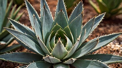 Fototapeta premium Foxtail Agave Plant Close Up Image