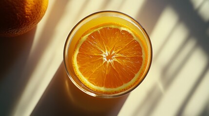 Freshly Squeezed Orange Juice in Clear Glass