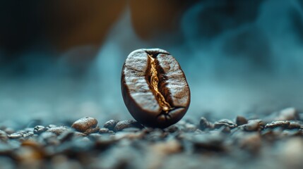 Macro Shot of Roasted Coffee Bean on White Background