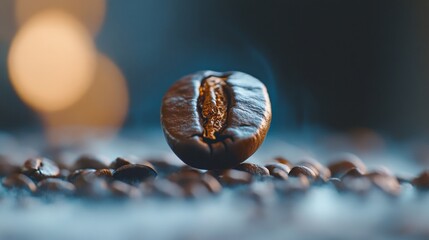 Close-Up of a Roasted Coffee Bean on White Background