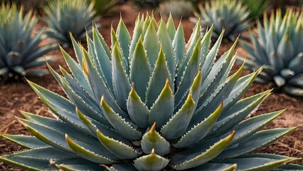 Fototapeta premium Foxtail Agave Plant Close Up Image