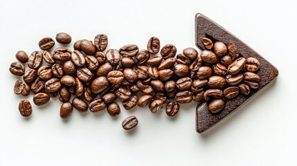 Roasted Coffee Beans Arranged in Arrow Shape
