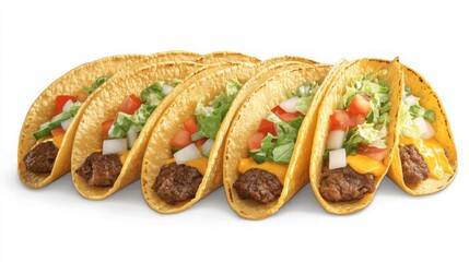 Tacos Filled with Meat and Fresh Vegetables