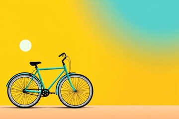 Fototapeta premium A flat vector design of a bicycle silhouette with simple geometric shapes, drawn in vibrant pastel colors