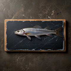 Gray Mullet Fish (Kefal) on stone board