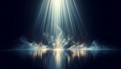 Fototapeta premium Serene Water Reflection with Ethereal Light Beams
