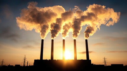 Industrial pollution effects on environment urban landscape photography dusk atmospheric concept