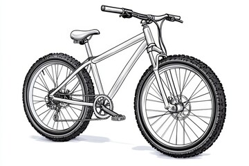 Fototapeta premium A minimalist illustration of a bicycle wheel with clean black spokes, drawn in bold lines on a white background