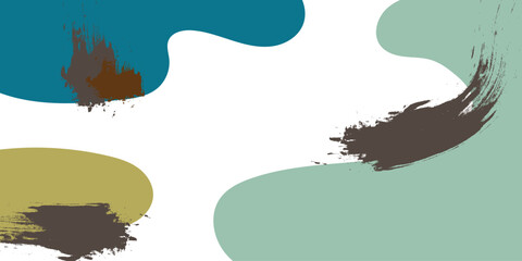 Abstract art color vector pattern background of color shapes with Memphis dots and lines brush stroke design