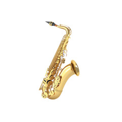 Golden Alto Saxophone Isolated on White Background