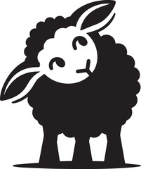 A sheep with one ear up and one down looking silhouette vector