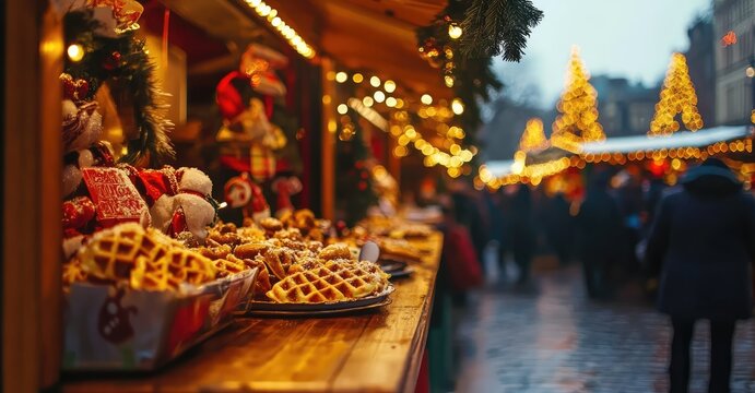 Waffle from Christmas Market. AI generated illustration.