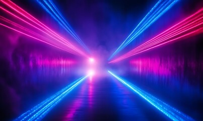 Blue and Purple Laser Beams on Black Background - Abstract Technology Design, Generative Ai
