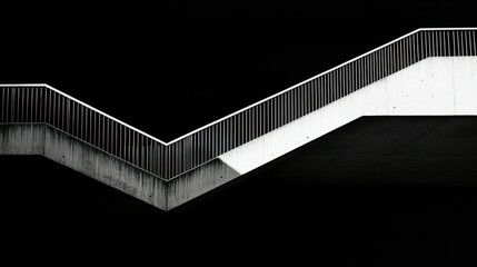 Obraz premium Architectural art dynamic black and white staircase in urban minimalist design