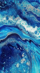 Fototapeta premium High-resolution abstract blue and turquoise liquid pattern digital art aesthetic