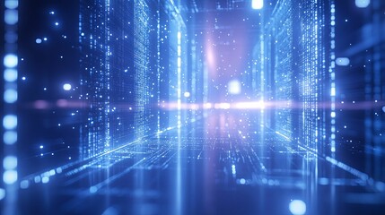 Obraz premium Digital Data Corridor Illuminates Futuristic Pathway