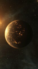Obraz premium Glowing planet illuminates dark sky cosmic scene outer space celestial view ethereal beauty