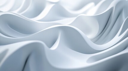 Obraz premium Abstract wavy surface in smooth white material creating soft flowing shapes