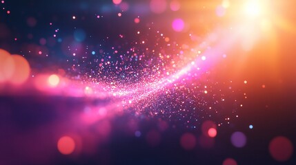 Fototapeta premium Abstract colorful glowing particles wave background.