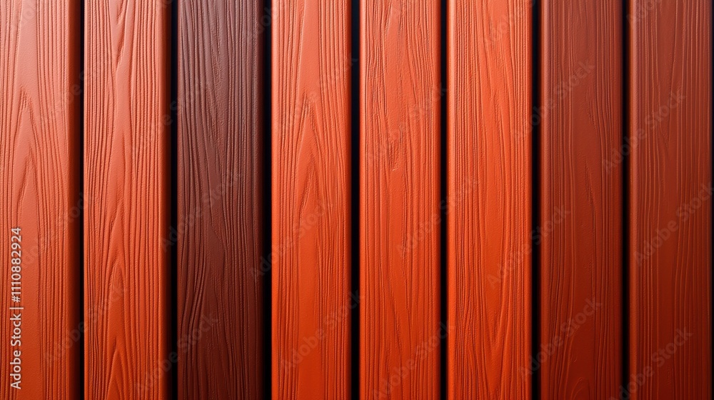 Poster a close-up view of vertical wooden planks in various shades of red and brown, showcasing natural tex