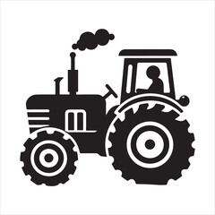 Tractor silhouette on white background
