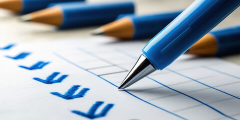 Background Featuring Quality and Efficiency Audit Concepts, Highlighting Checklists with Checkmarks, Measurement Qualifications, Survey Topics, and Online Assessment Questionnaires, Enhanced by AI Des