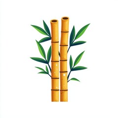 Naklejka premium Lush Green Bamboo Stalks with Vibrant Leaves in a Minimalist Design Setting