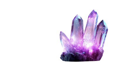 Beautiful amethyst crystal cluster with vibrant colors. transparent background