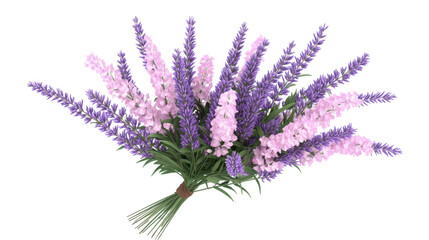 Beautiful lavender bouquet in vibrant colors. transparent background