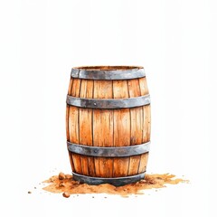 Obraz premium Wooden Barrel Isolated on a White Background Showcasing Natural Textures and Colors for Artistic Inspiration