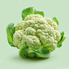 Fresh and Vibrant Cauliflower on Light Green Background Perfect for Culinary Inspiration and Healthy Eating