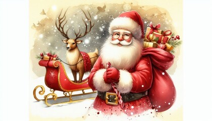 santa claus with christmas decoration content created with generative AI software.