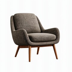 Fototapeta premium Cozy Modern Armchair with Soft Fabric and Wooden Legs Design