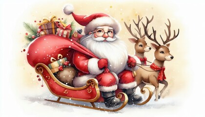 Obraz premium santa claus with christmas decoration content created with generative AI software.