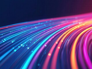 Fototapeta premium Light streams in motion, fiber optic cables, 3D illustration