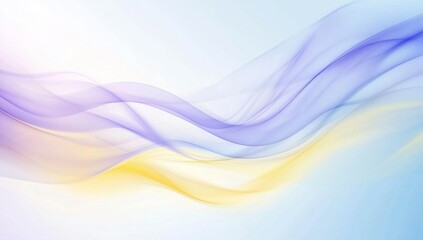 Fototapeta premium Abstract Colorful Background with Flowing Waves of Purple, Blue, and Yellow on Light Sky-Blue. Soft Blurred Wavy Lines for Design, Banner, or Cover.