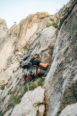 rock climber on the rock, multi pitch, climbing, croatia, paklenica, national park