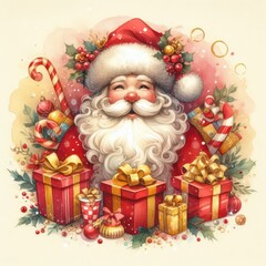 santa claus with christmas decoration content created with generative AI software.