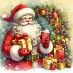santa claus with christmas decoration content created with generative AI software.