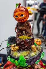 Artistic colorful handmade chocolate cakes. Cakes with a lot of artistic details. Characters on cakes. Realistic handmade cake.