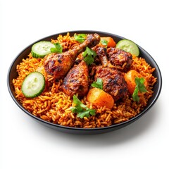 Fototapeta premium Delicious Chicken Rice Dish with Vegetables and Spicy Flavor