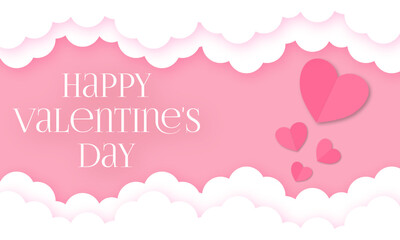 3d Happy Valentine's day banner background paper cut