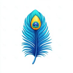 Obraz premium Vibrant Peacock Feather Illustration with Elegant Blues and Yellows Capturing Natural Beauty