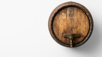 Obraz premium A wooden barrel with a metal tap on top