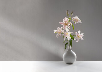pink summer flowers in vase at home