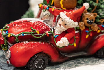 Obraz premium Christmas cakes. Artistic Christmas cakes. Holiday handmade Christmas cakes. Chocolate Santa Claus cake. Sweet chocolate cakes.