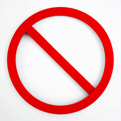 A red circle with a diagonal red bar through it, signifying a prohibition or a "no" sign.