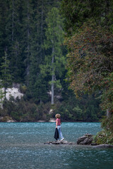 Person posing in the lake.