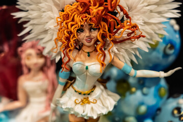 Artistic colorful handmade chocolate cakes. Cakes with a lot of artistic details. Characters on...